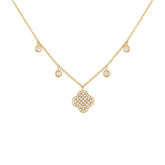 0.24ct 14k Yellow Gold Diamond Clover Necklace